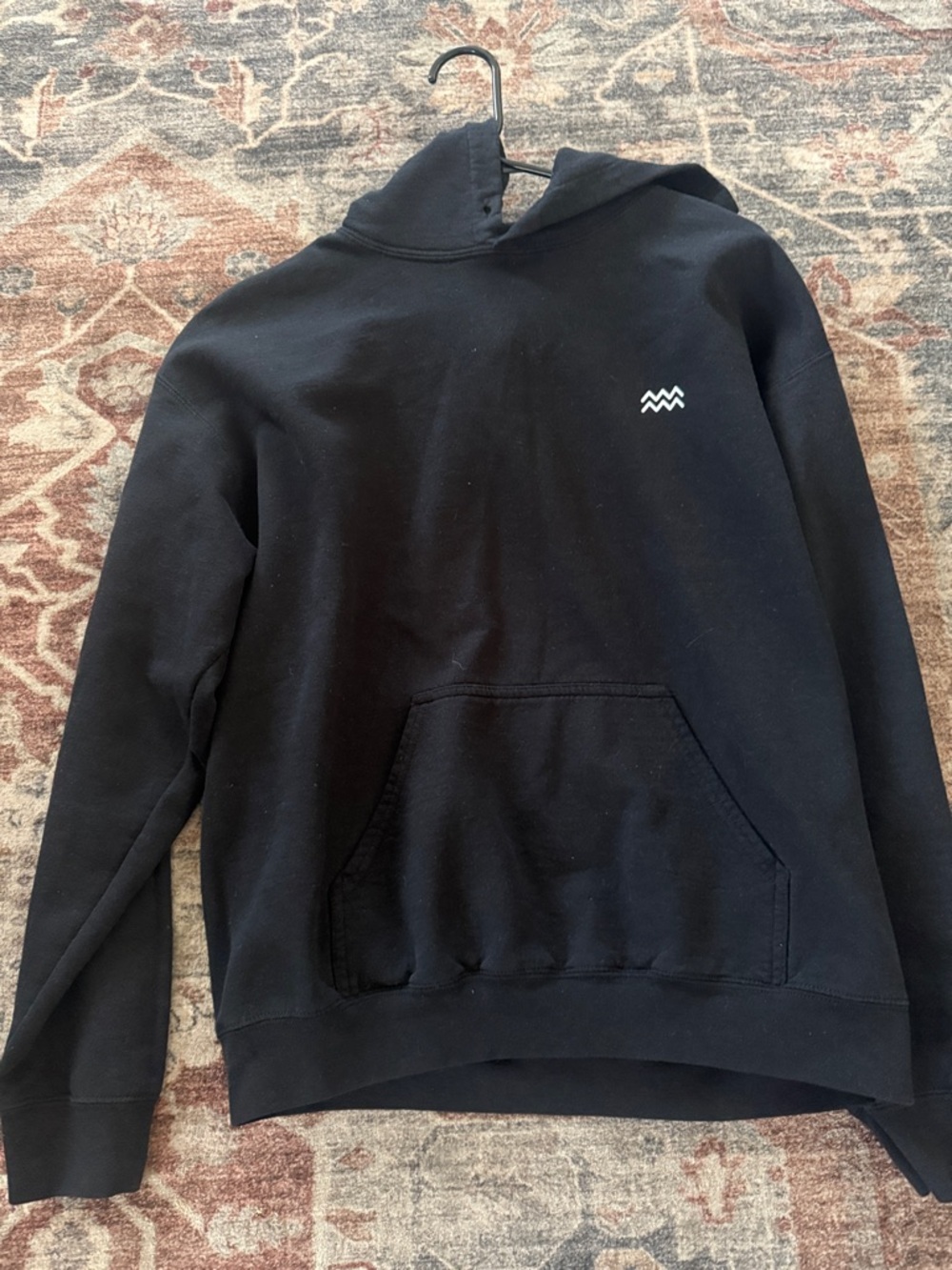 Gildan Black Women's Hoodie with Small White Wave Logo